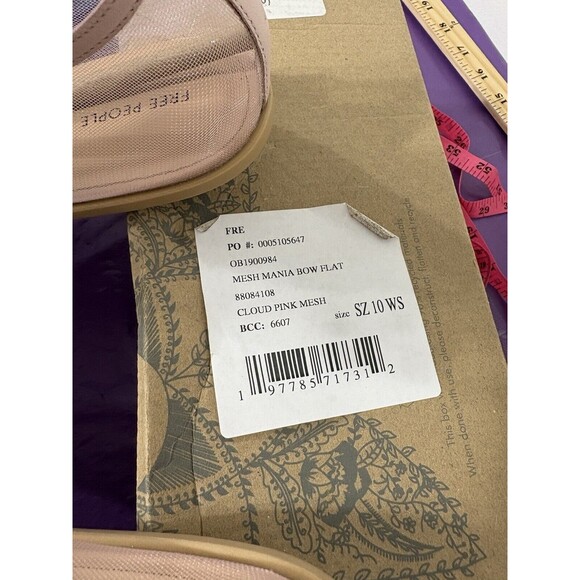 Free People Mesh Mania Bow Flat in Cloud Pink Size US9 Revolver New In Box - Picture 9 of 15